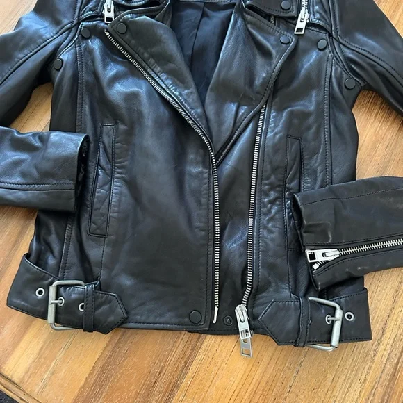 ALLSAINTS Black 100% Leather Biker jacket - Picture 2 of 8